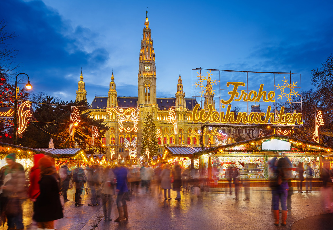 Magical Christmas markets in Vienna, Austria.