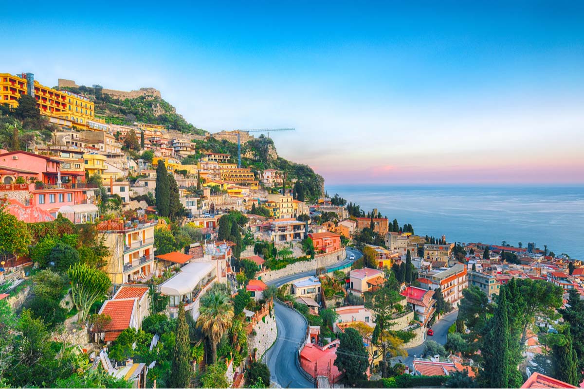 Taormina in all its glory at the Italian sea coast