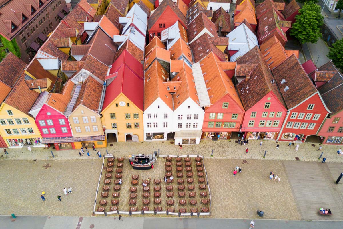 Commercial buildings in Vagen harbour, Bryggen