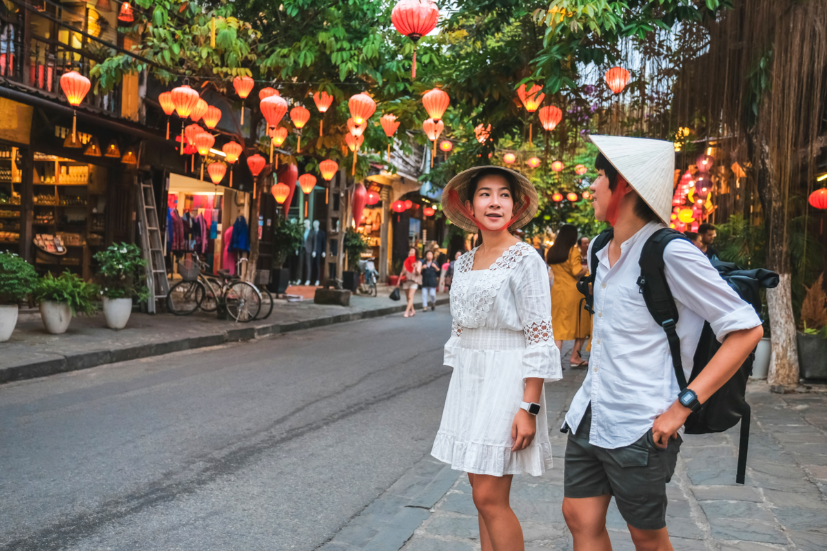 Couple sightseeing in Hanoi Vietnam Valentine's Day