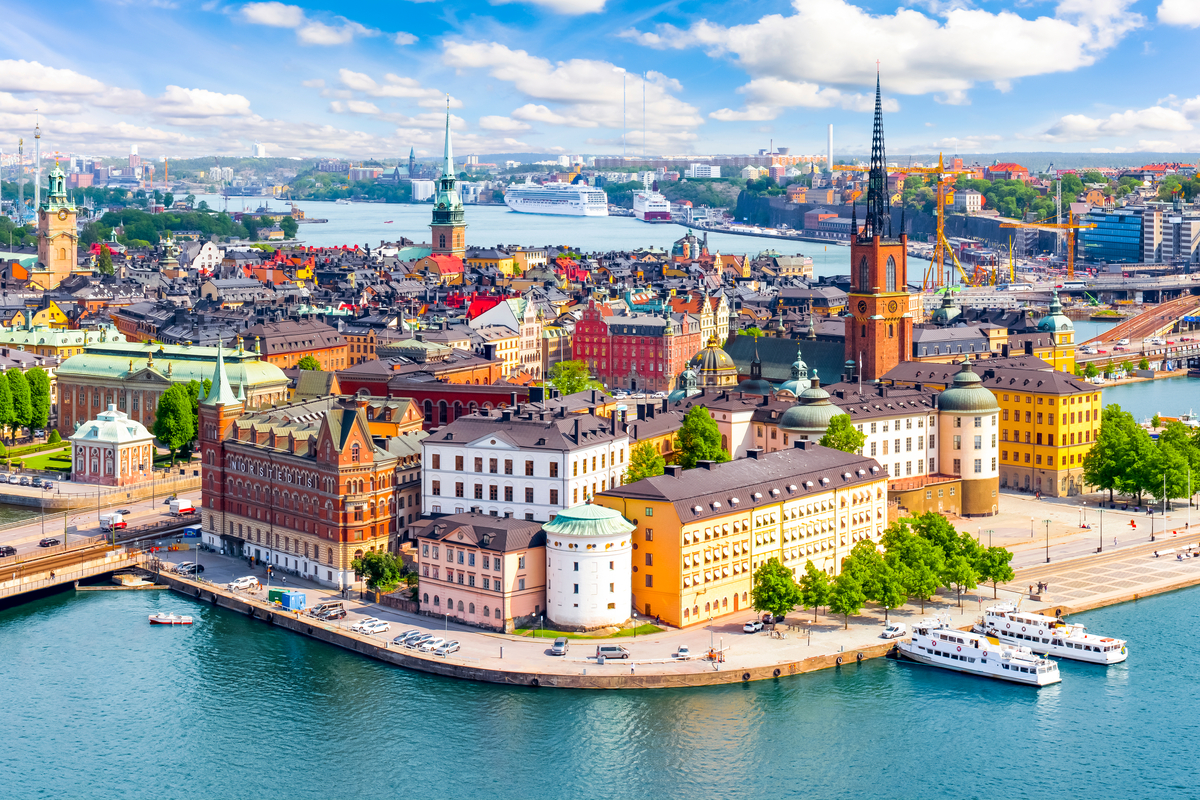 View of Gamla Stan Old Town in Stockholm Sweden Earth Day