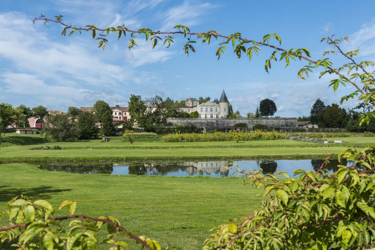 View of Chateau Lafite-Rothschild with Garden in Saint-Estephe Medoc France, epic marathons