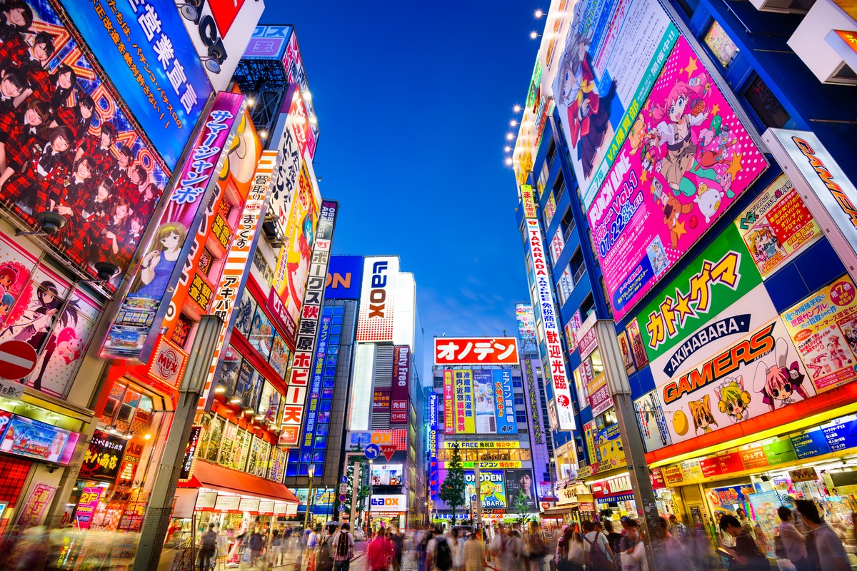 Neon sights and streets in Tokyo, at night, epic marathons