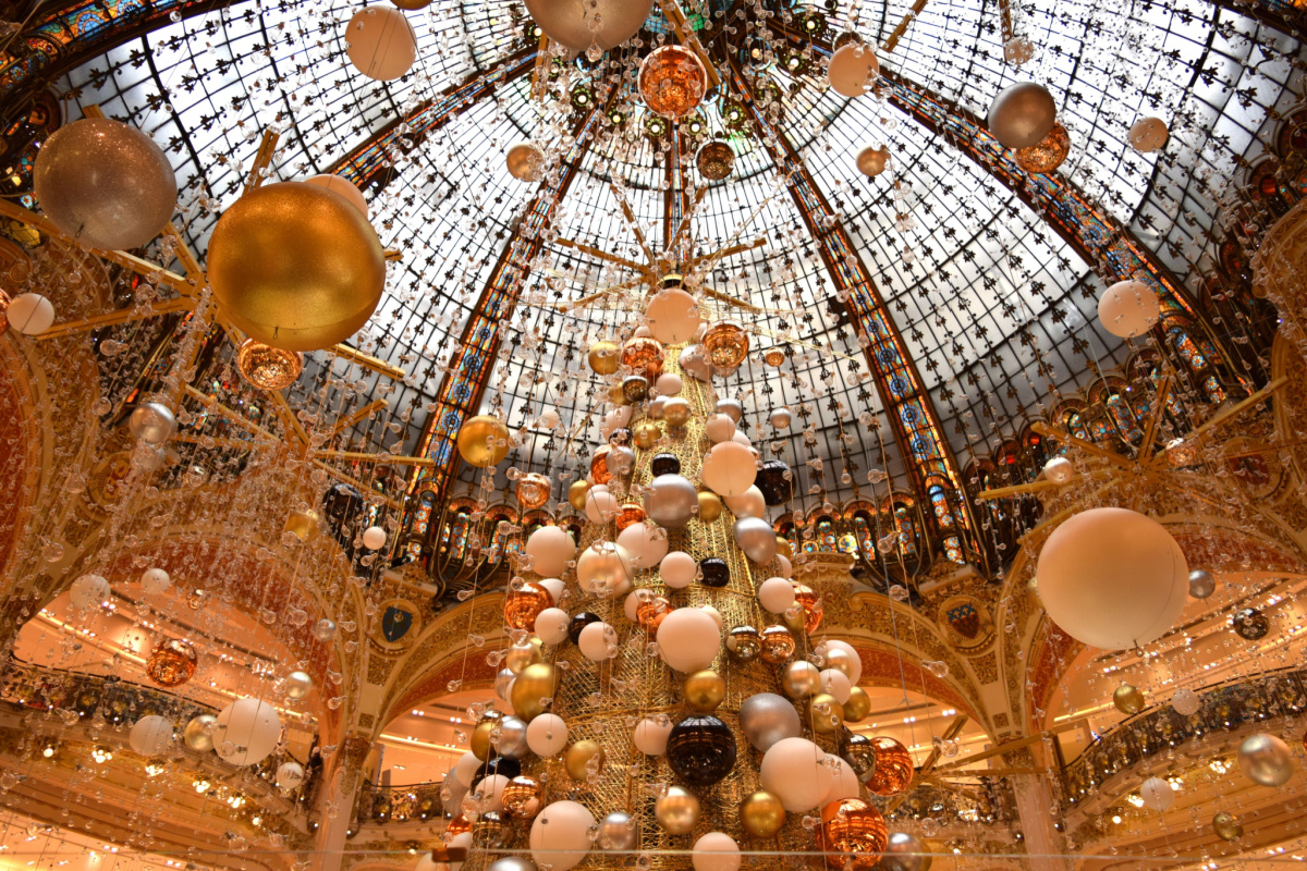 Christmas lights at Galeries Lafayette, Paris, France