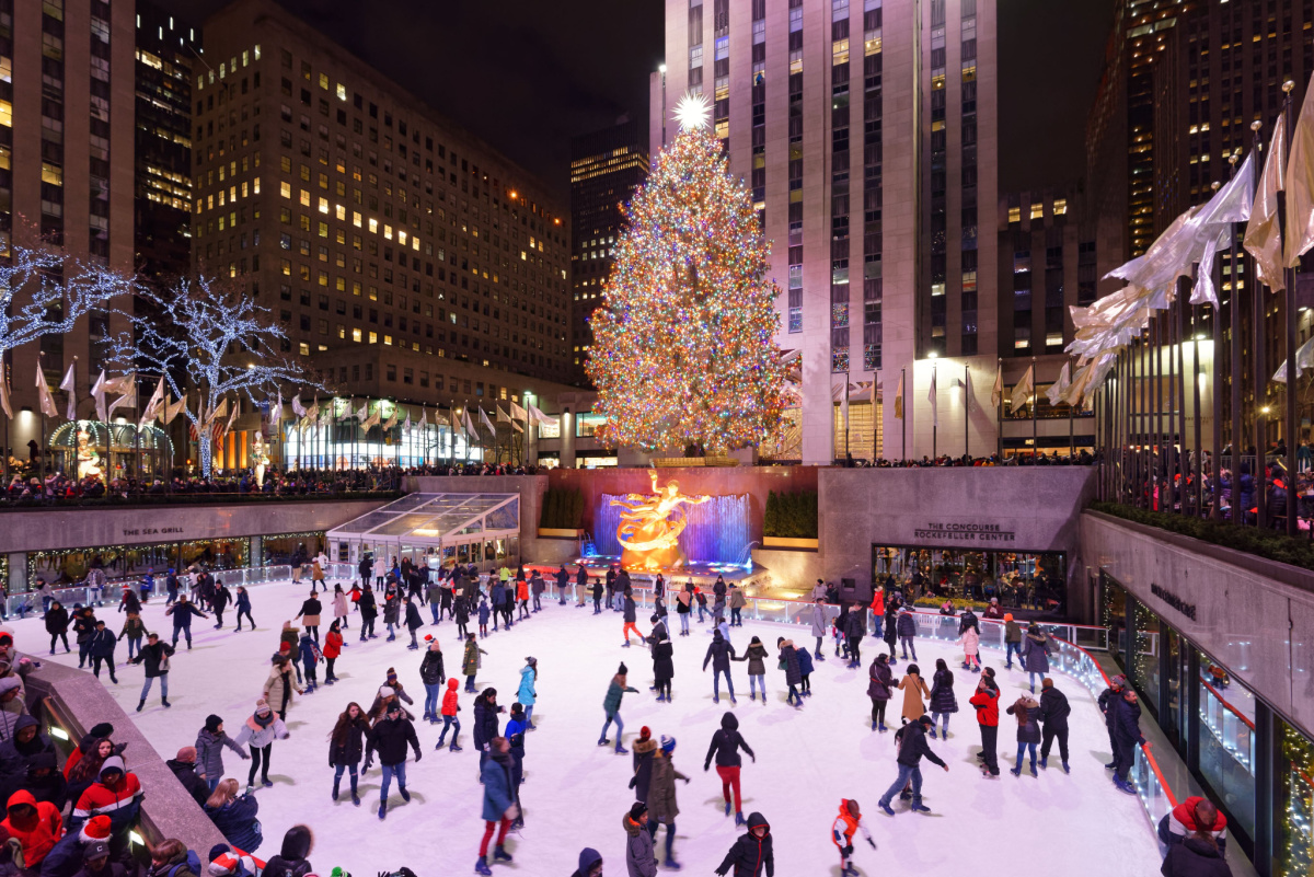 Christmas Lights at Rockefeller Center, New York City, USA