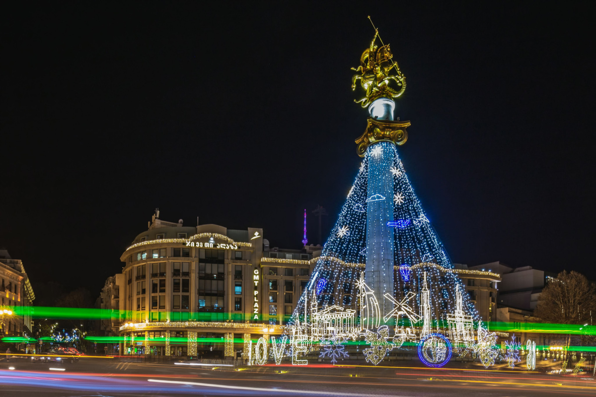 Christmas lights at Freedom Square, Tbilisi, Georgia