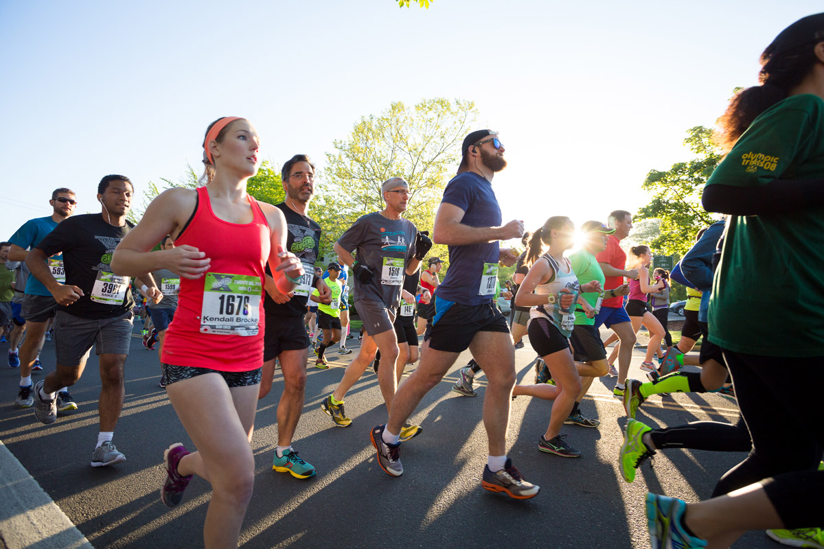 Runners at the Boston Marathon, Boston, USA Events