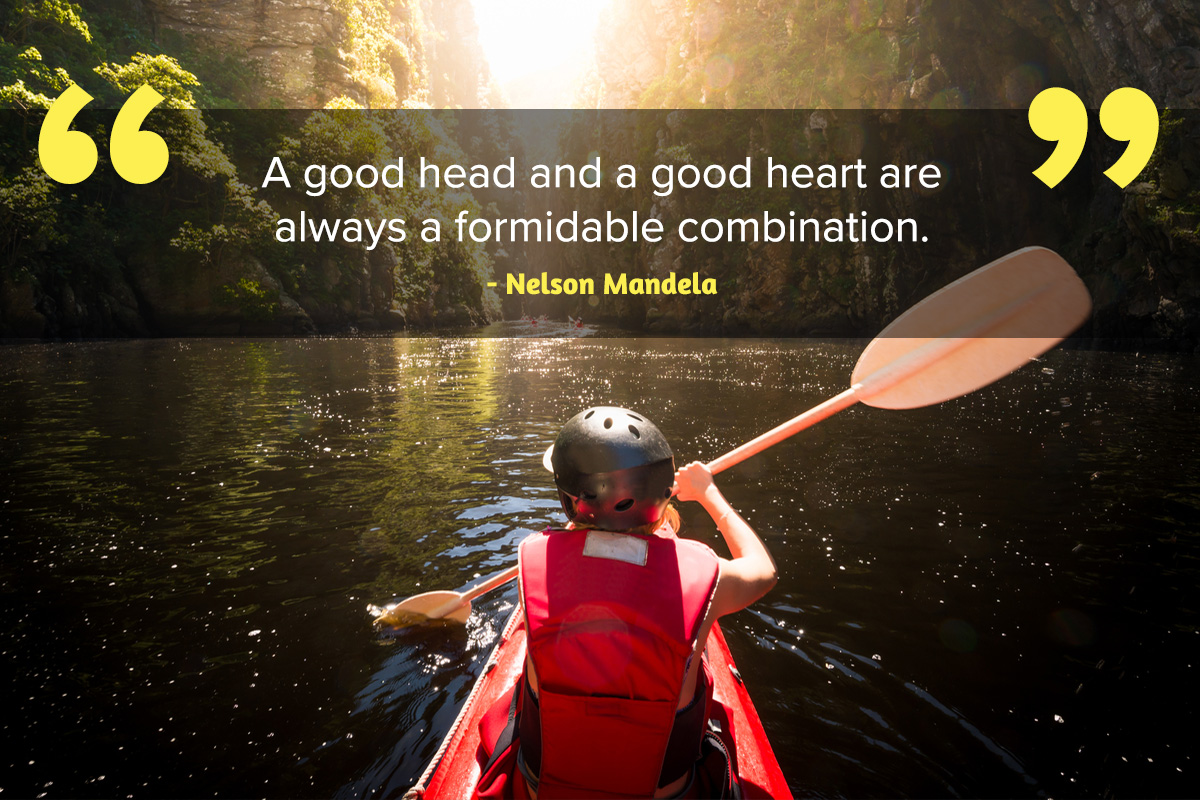 Nelson Mandela quote: A good head and good heart are always a formidable