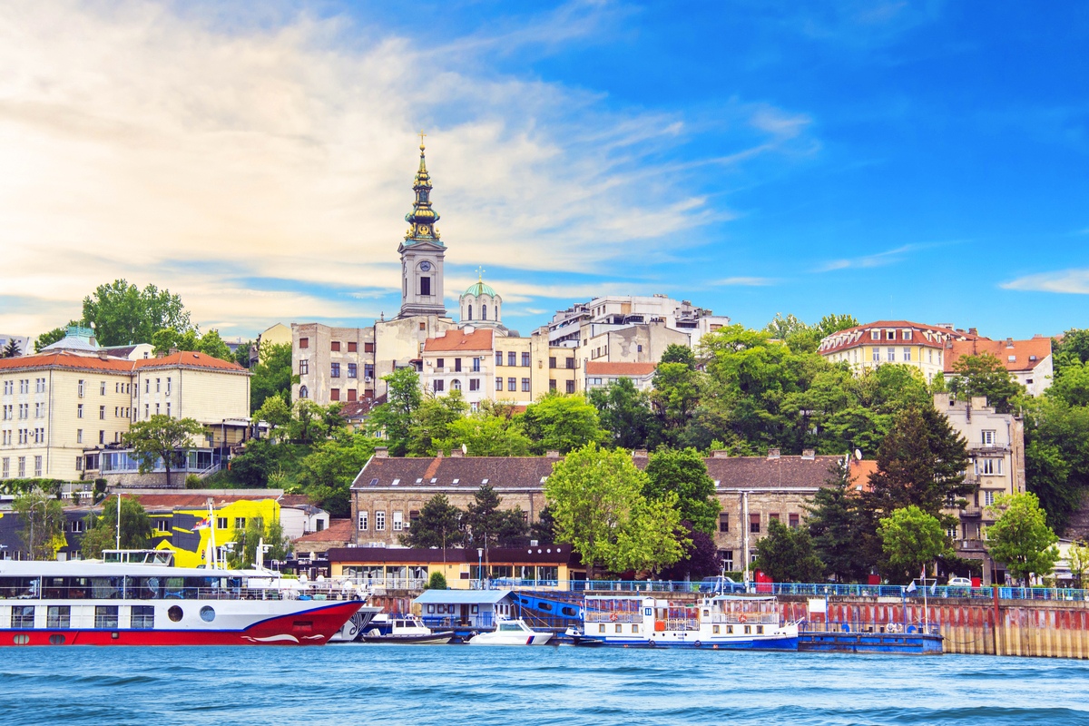 View of Belgrade from the river travelling to Serbia