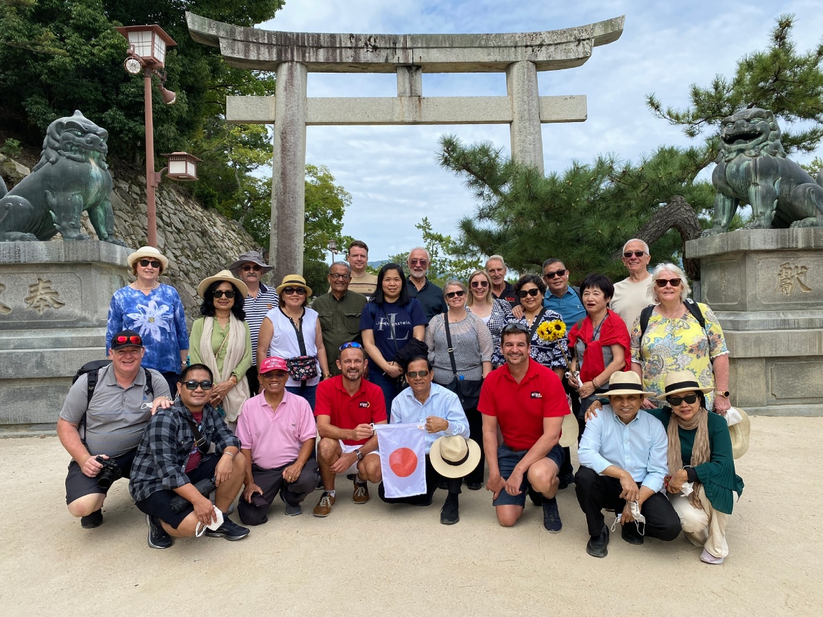 Happy tour group in Japan